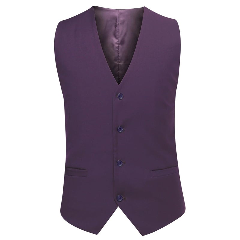 YFFUSHI Men's 3 Piece Suit Sets Slim Fit One Button Blazer with Vest & Pants, Professional Business Wedding Suits Purple - Image 4